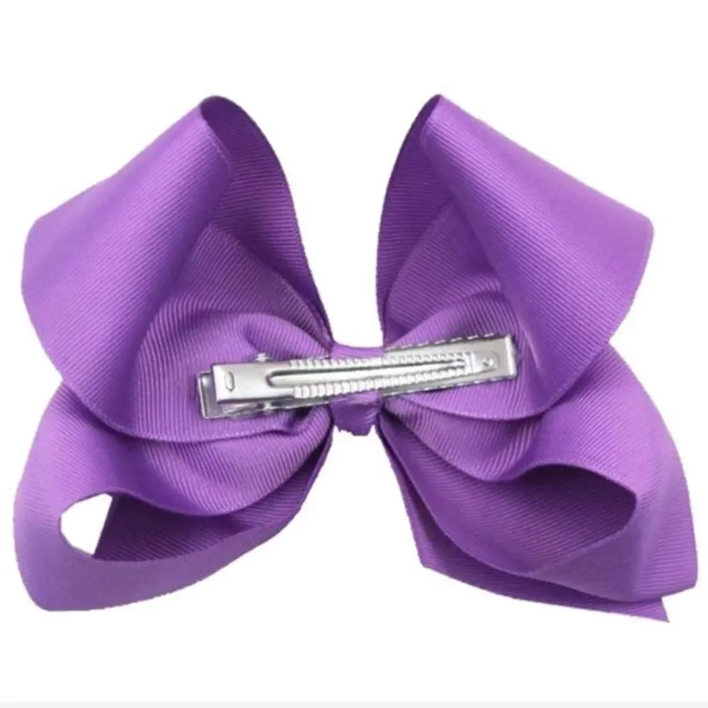 12 Rainbow Color Hair Bows - 8 inch Bows with Alligator Clips